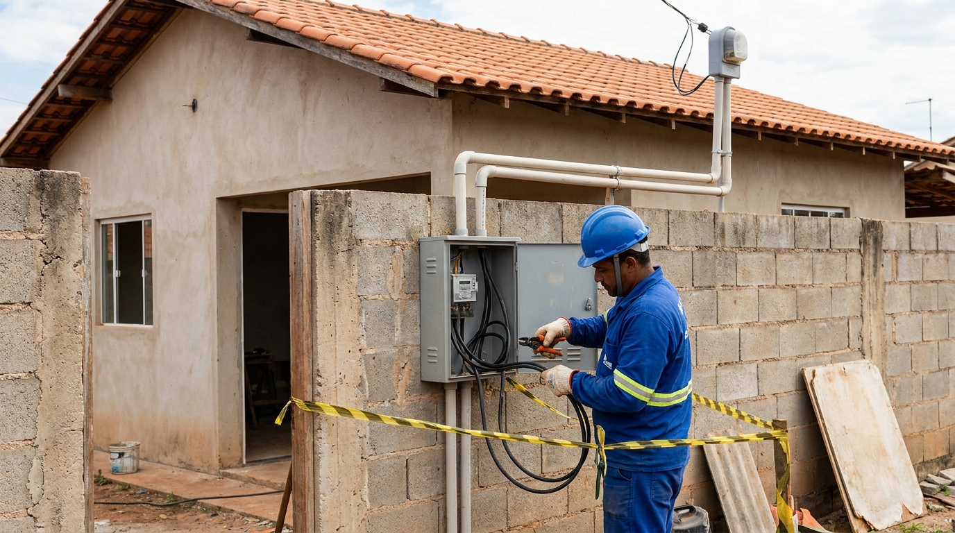 Eletricista instalando padrao de energia em Joinville‑SC
