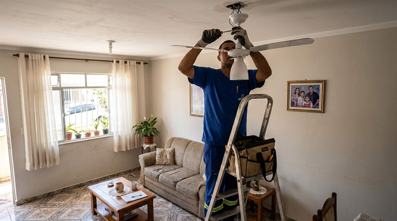 Instalacao de ventilador de teto residencial em Belém‑PA